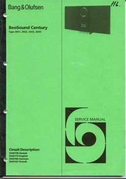 Bang and Olufsen Beosound Century service manual PDF